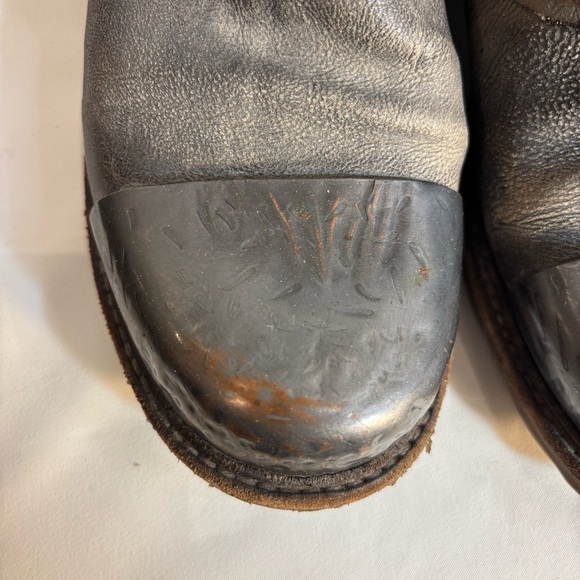 AS 98 Sz 38 Metal Toe Distressed Leather Moto Style Zip Up Buckles Boots - Picture 5 of 16